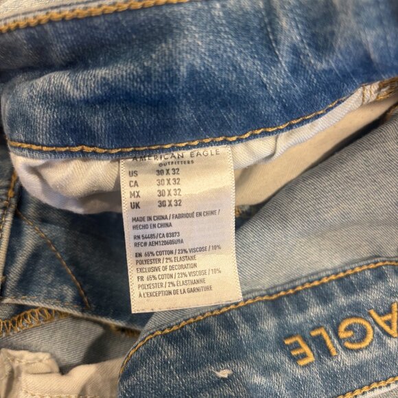 American Eagle Skinny Men's Jeans 30x32 Light Wash Next Level Flex Good Cond - Picture 7 of 8